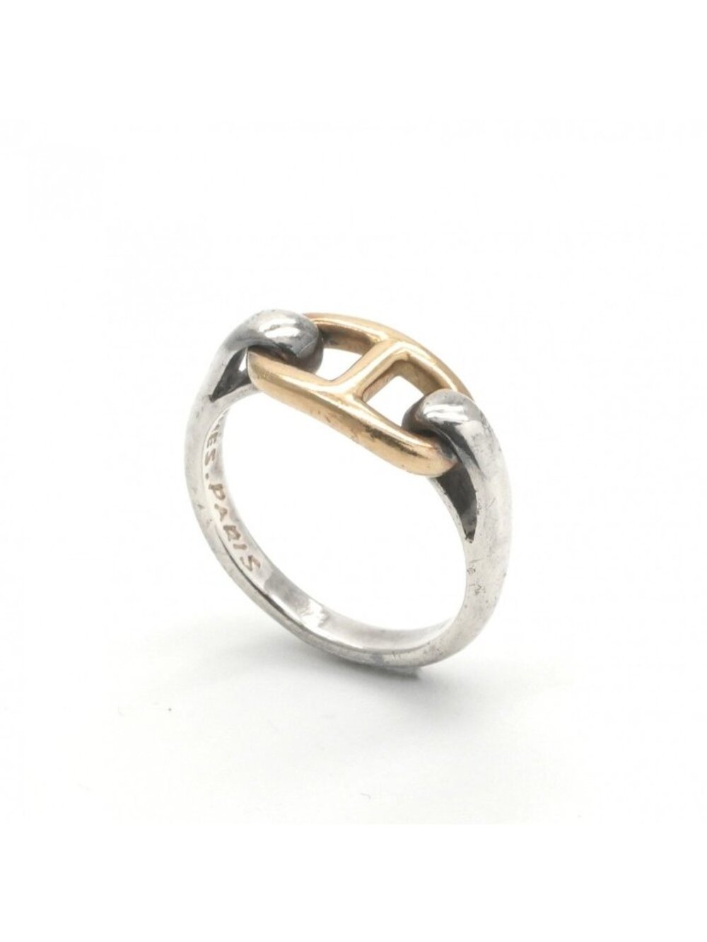 Hermes Chaine D'ancre Ring 750/925 Sterling Silver Gold